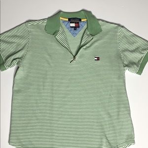 Tommy Hilfiger golf shirt green white size Medium